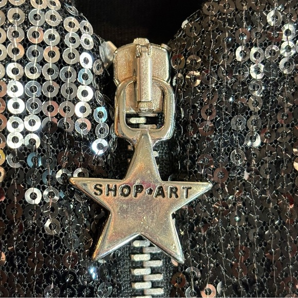 SHOP-ART Sz M Oversized Sequinned Zipper Lined Pockets Bomber Style Jacket - Picture 2 of 10